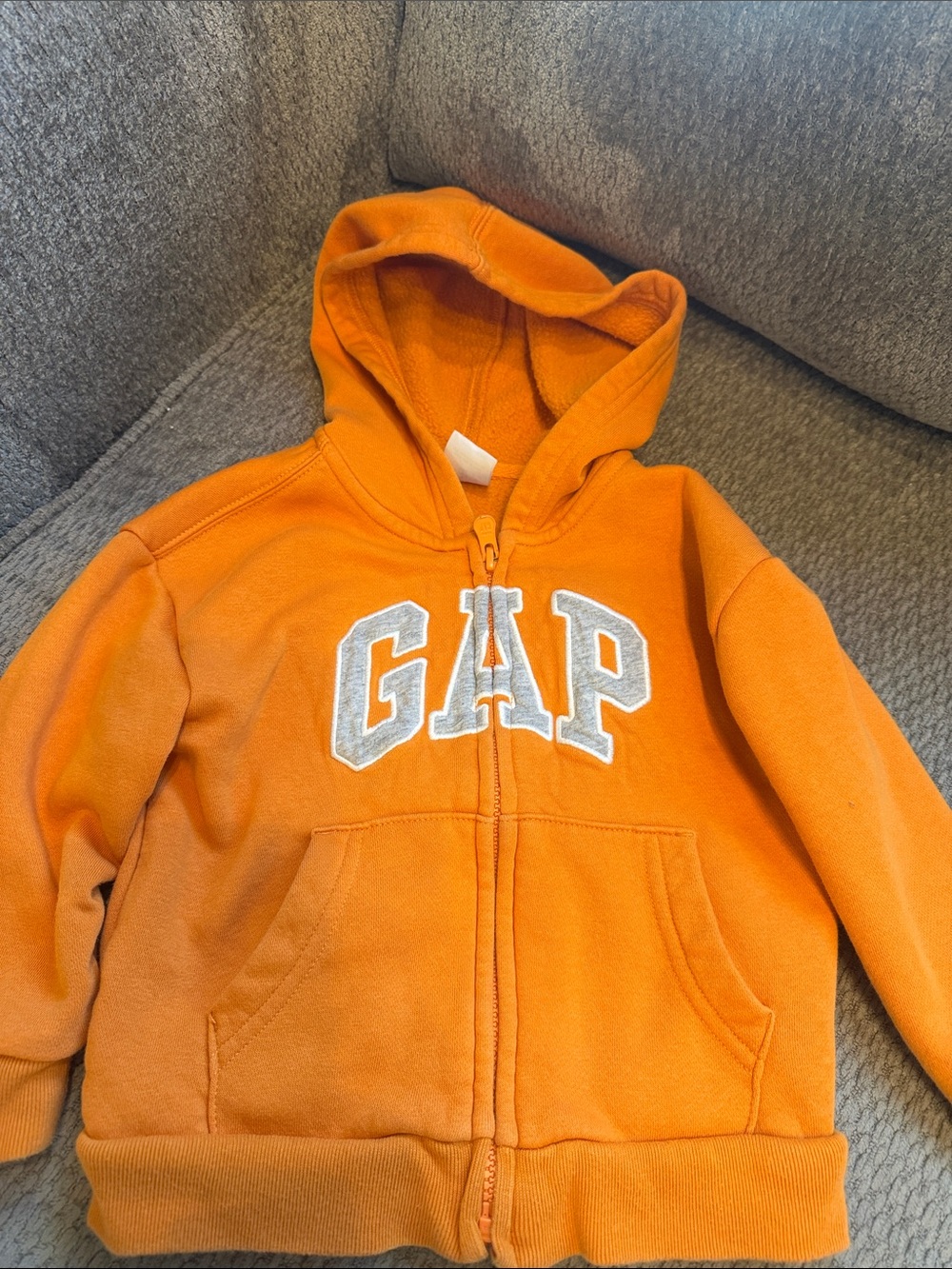 GAP Orange Kids Zip-Up Hoodie with White Logo